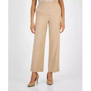 Bar III Women's Wide-Leg Mid Rise Linen-Blend Pull-On Pants Barley Field 3X NWT